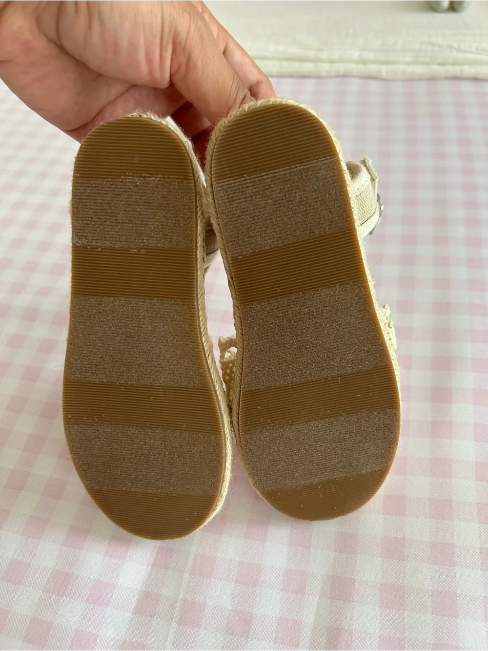 Old Navy Cream Crochet Girls' Sandals with Ankle Strap
